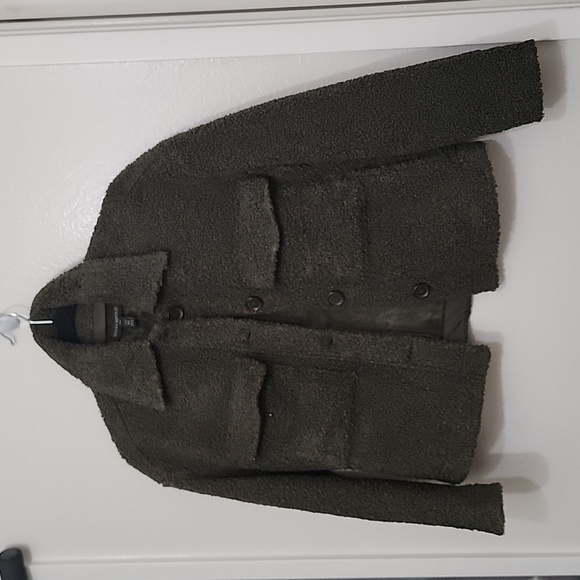 NWT Banana Republic Women's Green Sherpa Trucker Jacket Petite XS - Picture 2 of 12